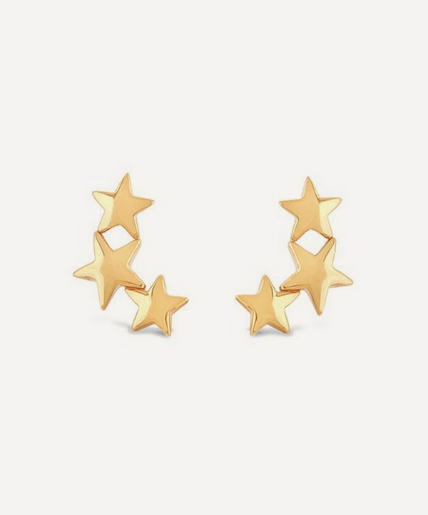 Dinny Hall - Gold Plated Vermeil Silver Bijou Trio of Stars Stud Earrings image number null