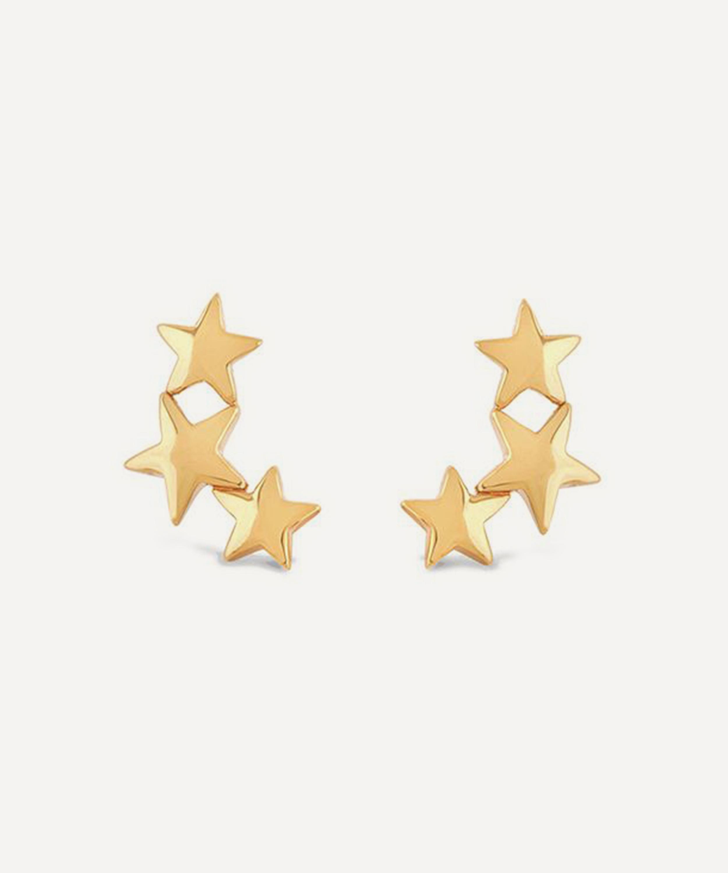 Dinny Hall - Gold Plated Vermeil Silver Bijou Trio of Stars Stud Earrings image number 0
