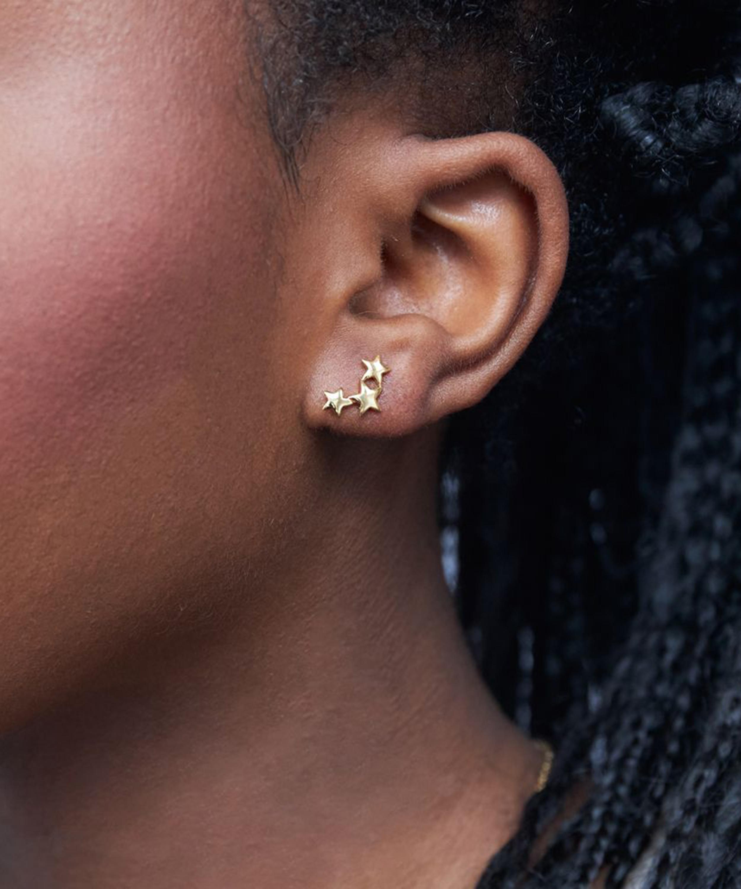 Dinny Hall - Gold Plated Vermeil Silver Bijou Trio of Stars Stud Earrings image number 1