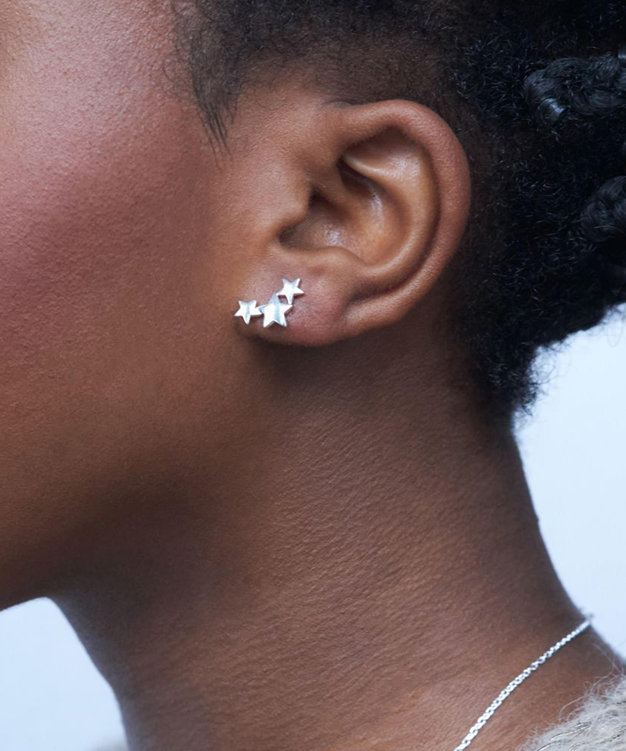 Dinny Hall - Sterling Silver Bijou Trio of Stars Stud Earrings image number 1