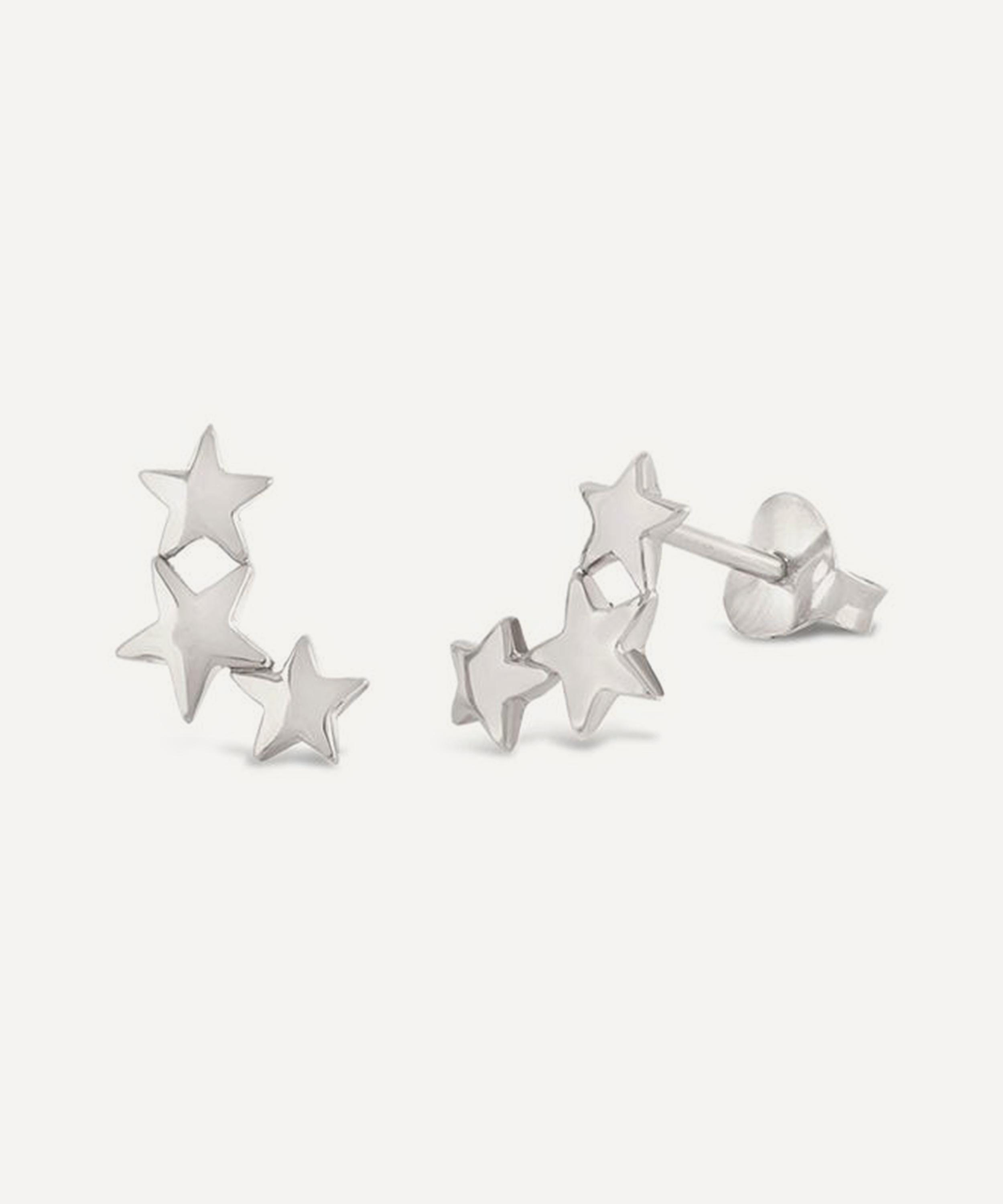 Dinny Hall - Sterling Silver Bijou Trio of Stars Stud Earrings image number 2