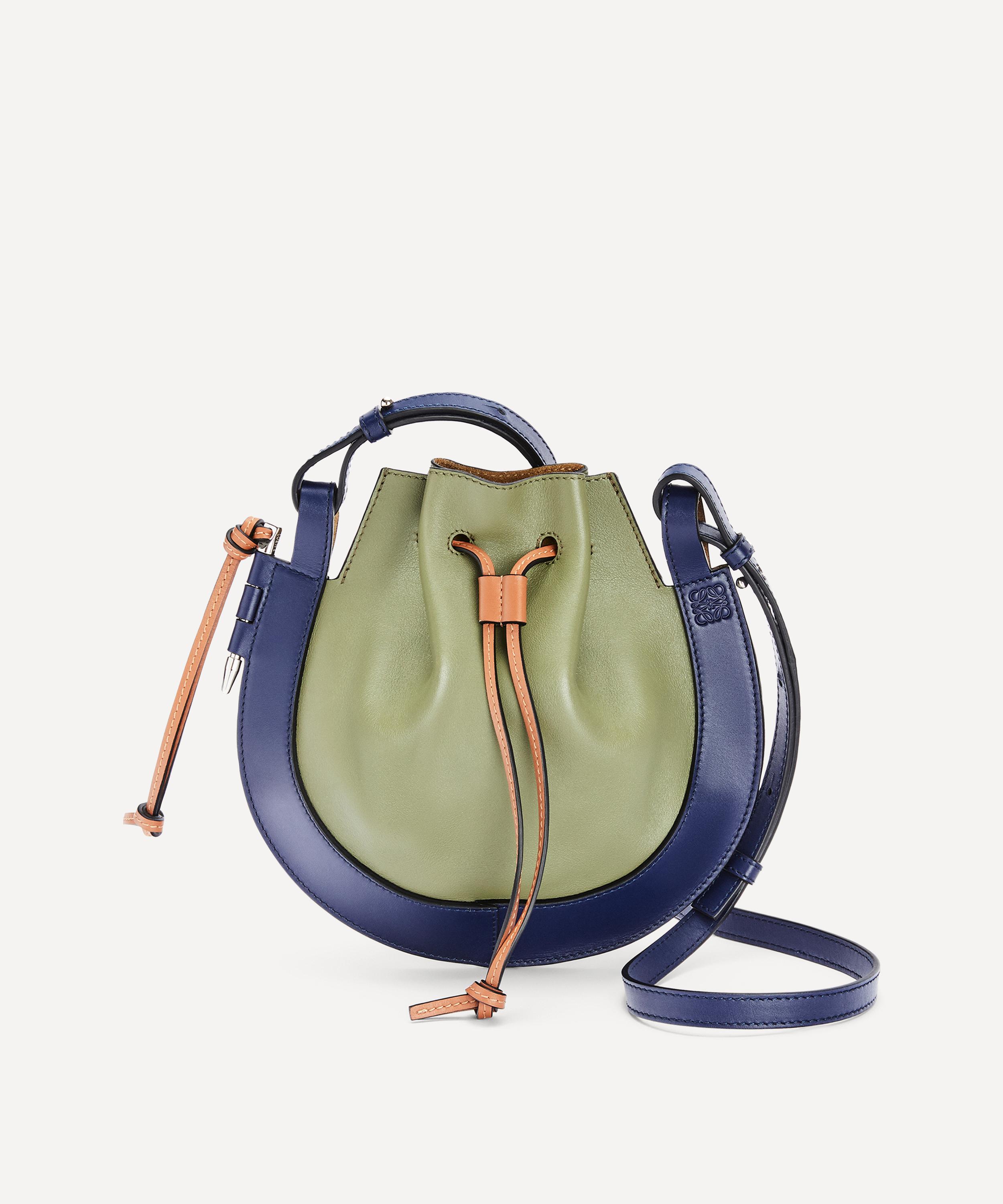 Shop LOEWE Small Horseshoe Colorblock Leather Saddle Bag