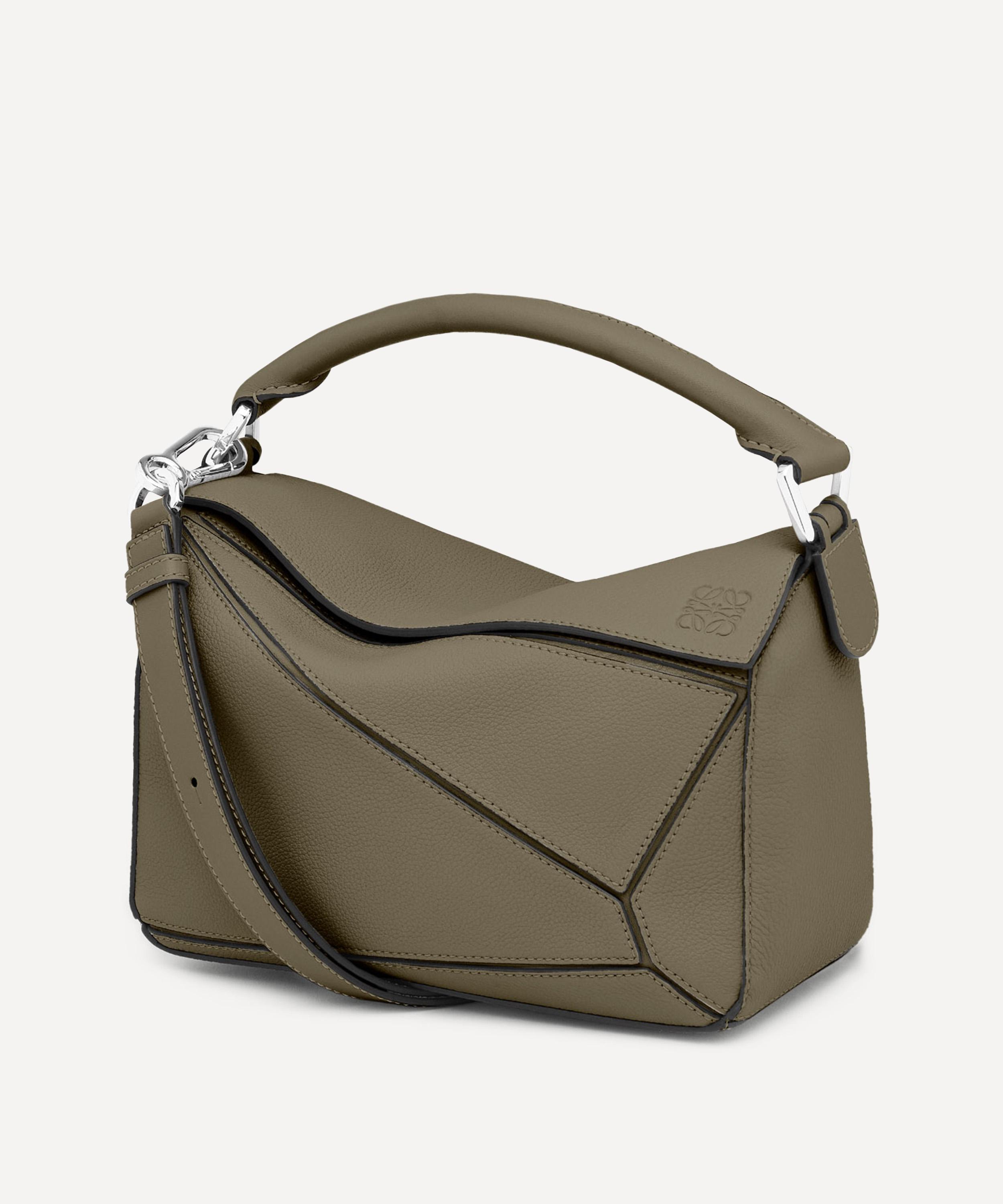 Puzzle Mini Leather Shoulder Bag in Grey - Loewe