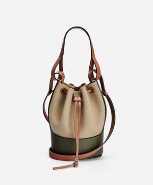 Small Balloon Leather and Canvas Bucket Bag