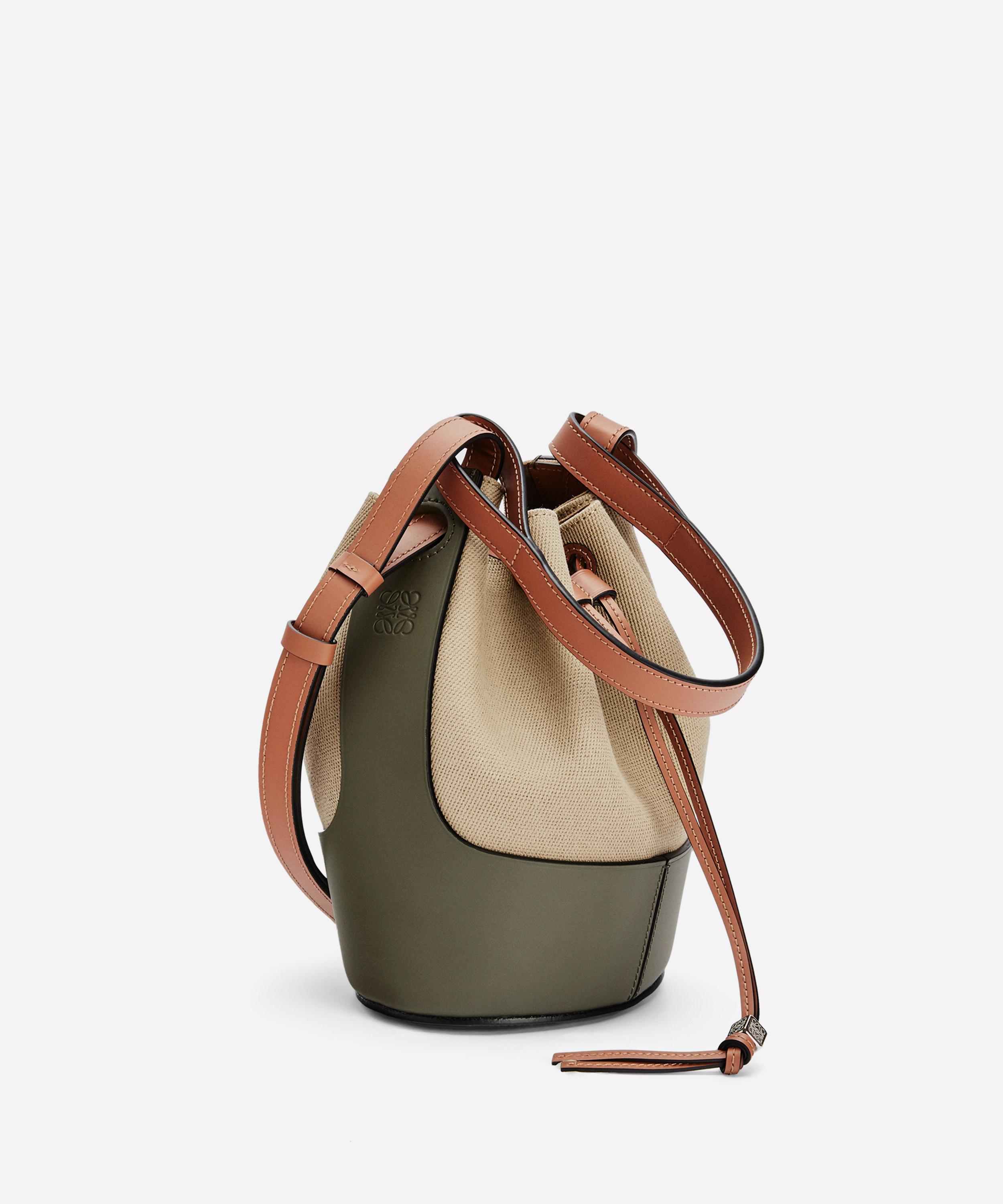 loewe tan and green canvas balloon bag