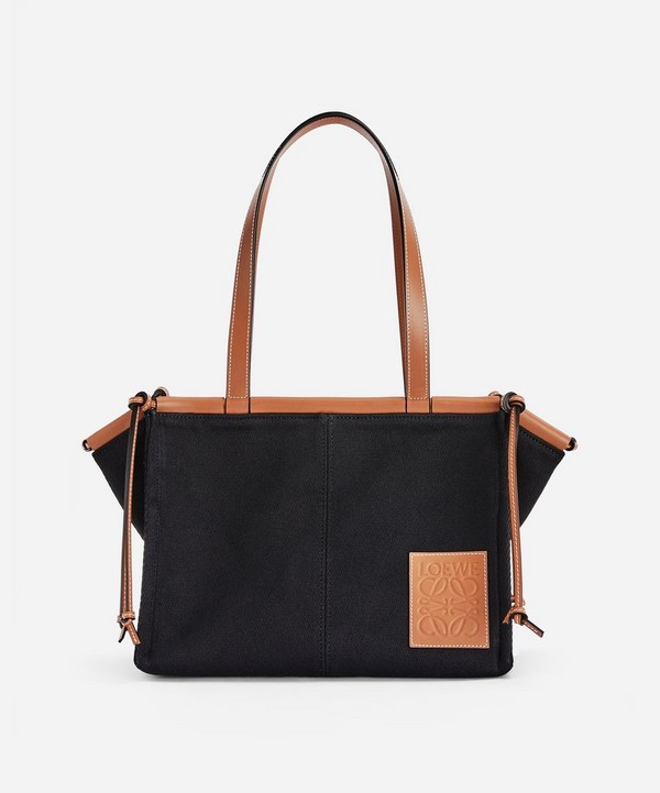 Loewe - Small Cushion Leather and Canvas Tote Bag image number null