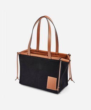 Loewe - Small Cushion Leather and Canvas Tote Bag image number 1