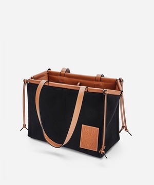 Loewe - Small Cushion Leather and Canvas Tote Bag image number 2