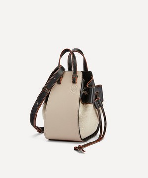 Loewe - Mini Hammock Linen and Leather Drawstring Bag image number 0