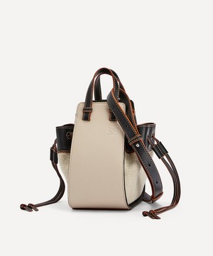 Loewe - Mini Hammock Linen and Leather Drawstring Bag image number 1