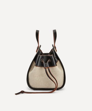 Loewe - Mini Hammock Linen and Leather Drawstring Bag image number 2
