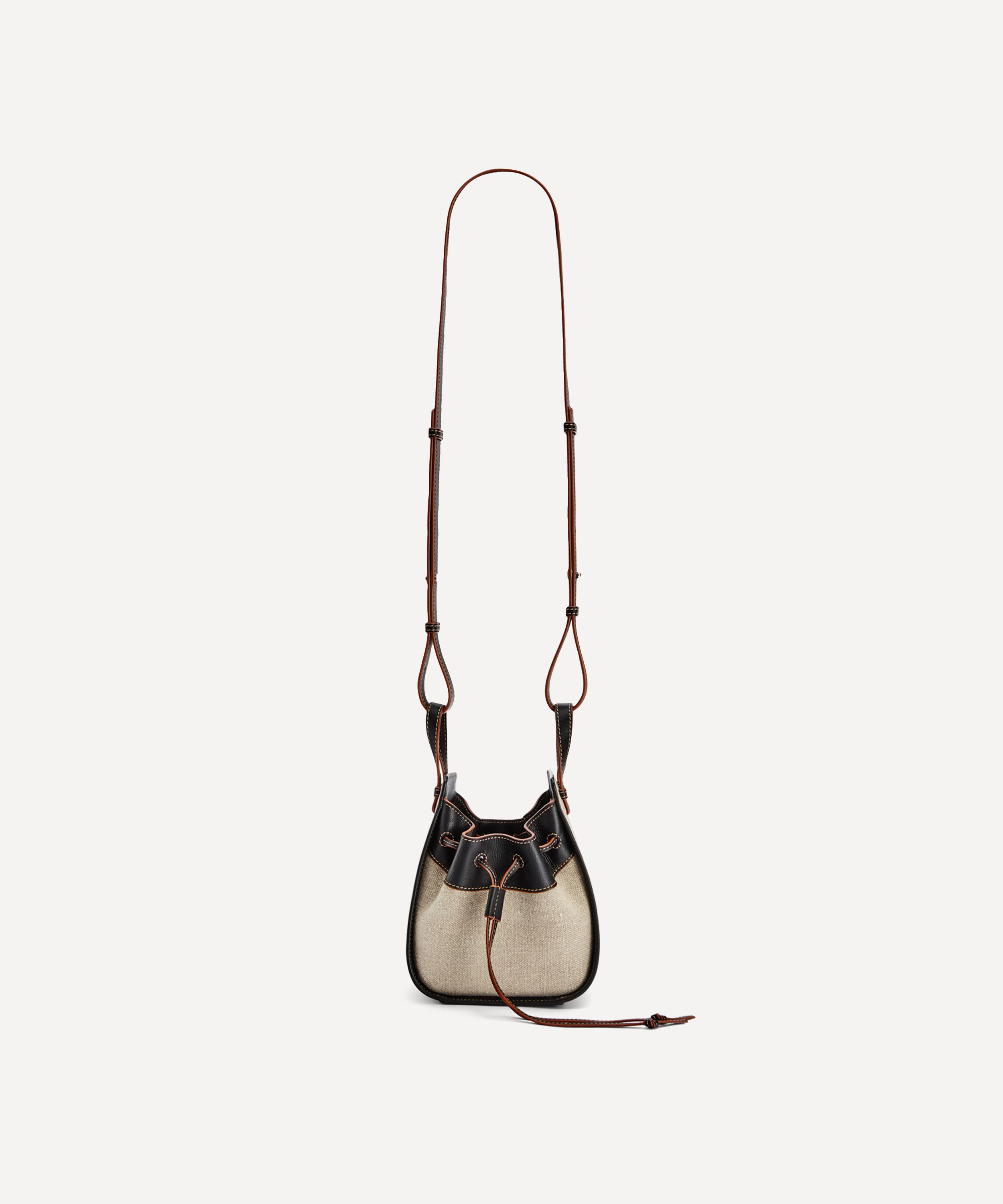 Loewe Mini Hammock Linen and Leather Drawstring Bag Liberty