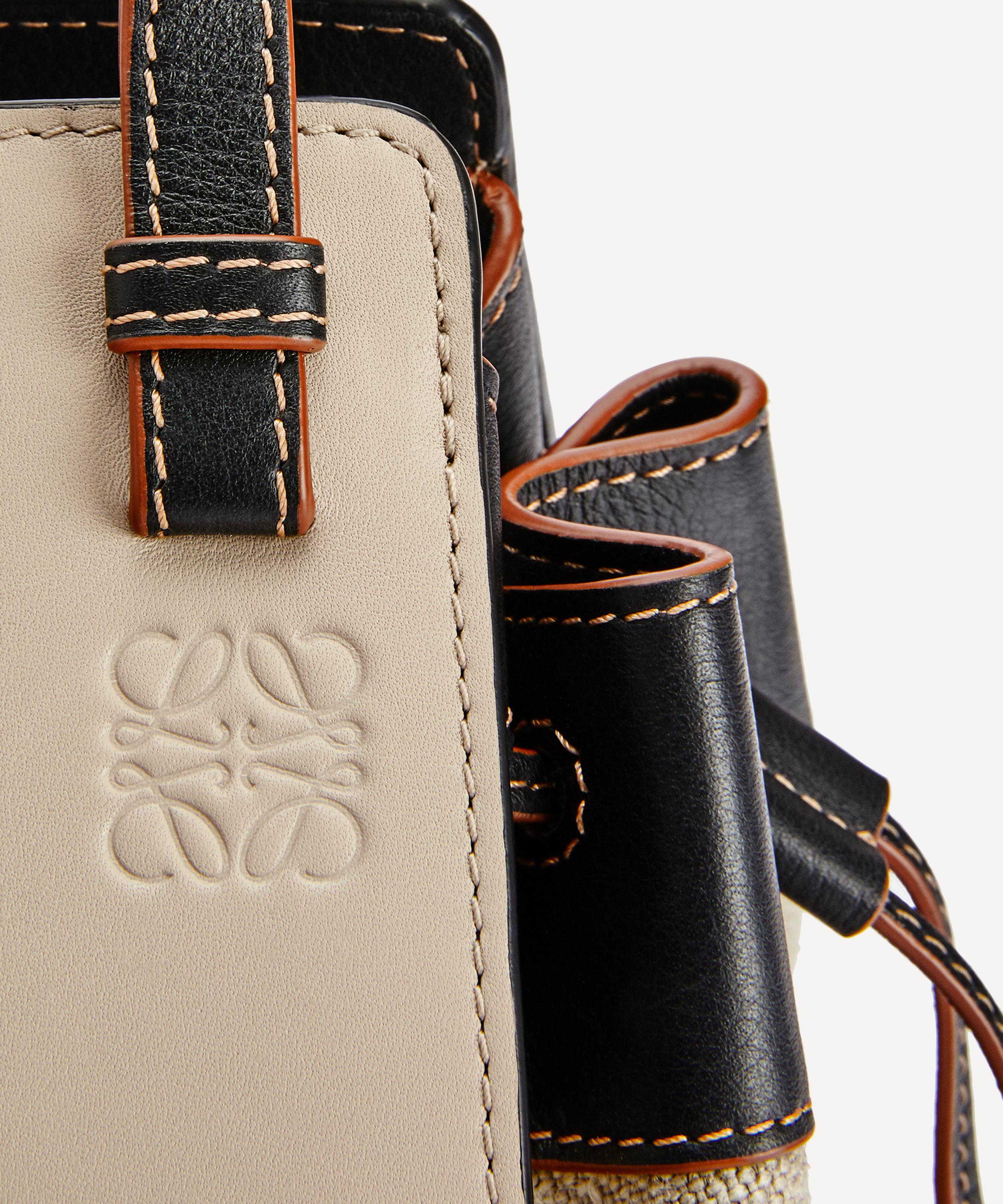 Loewe Mini Hammock Linen and Leather Drawstring Bag | Liberty
