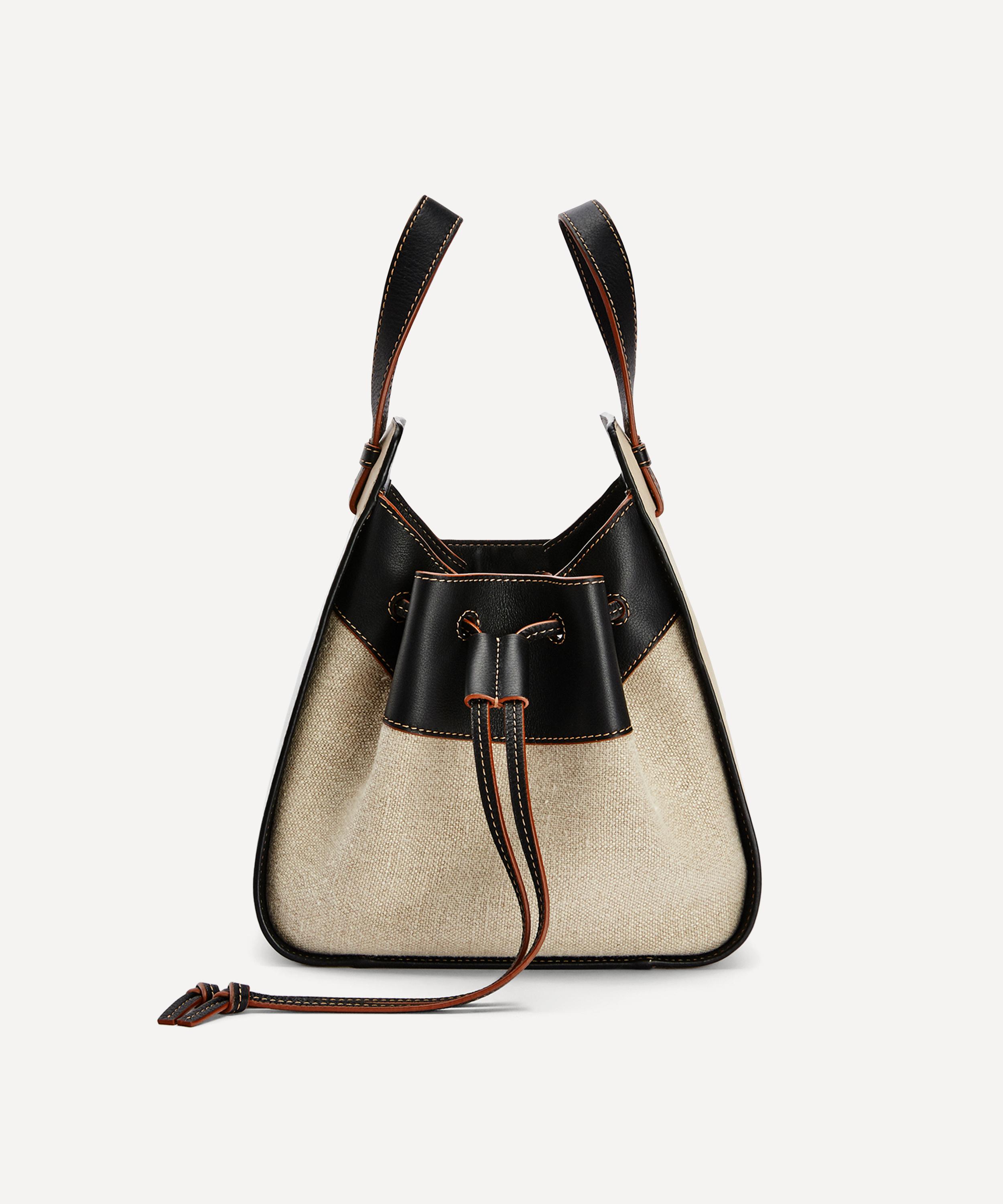 Loewe - Small Hammock Linen and Leather Drawstring Bag image number 2