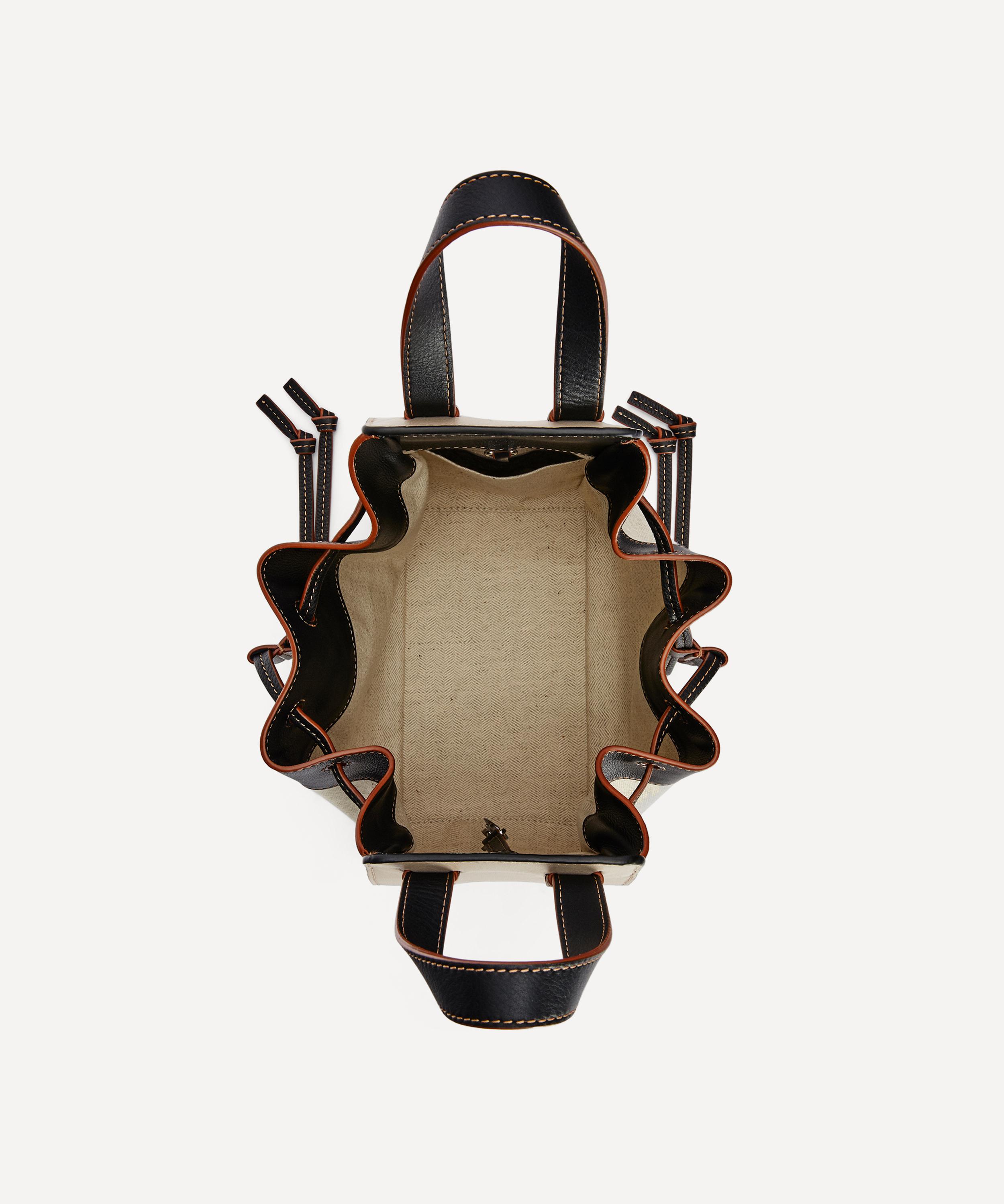 Loewe - Small Hammock Linen and Leather Drawstring Bag image number 4