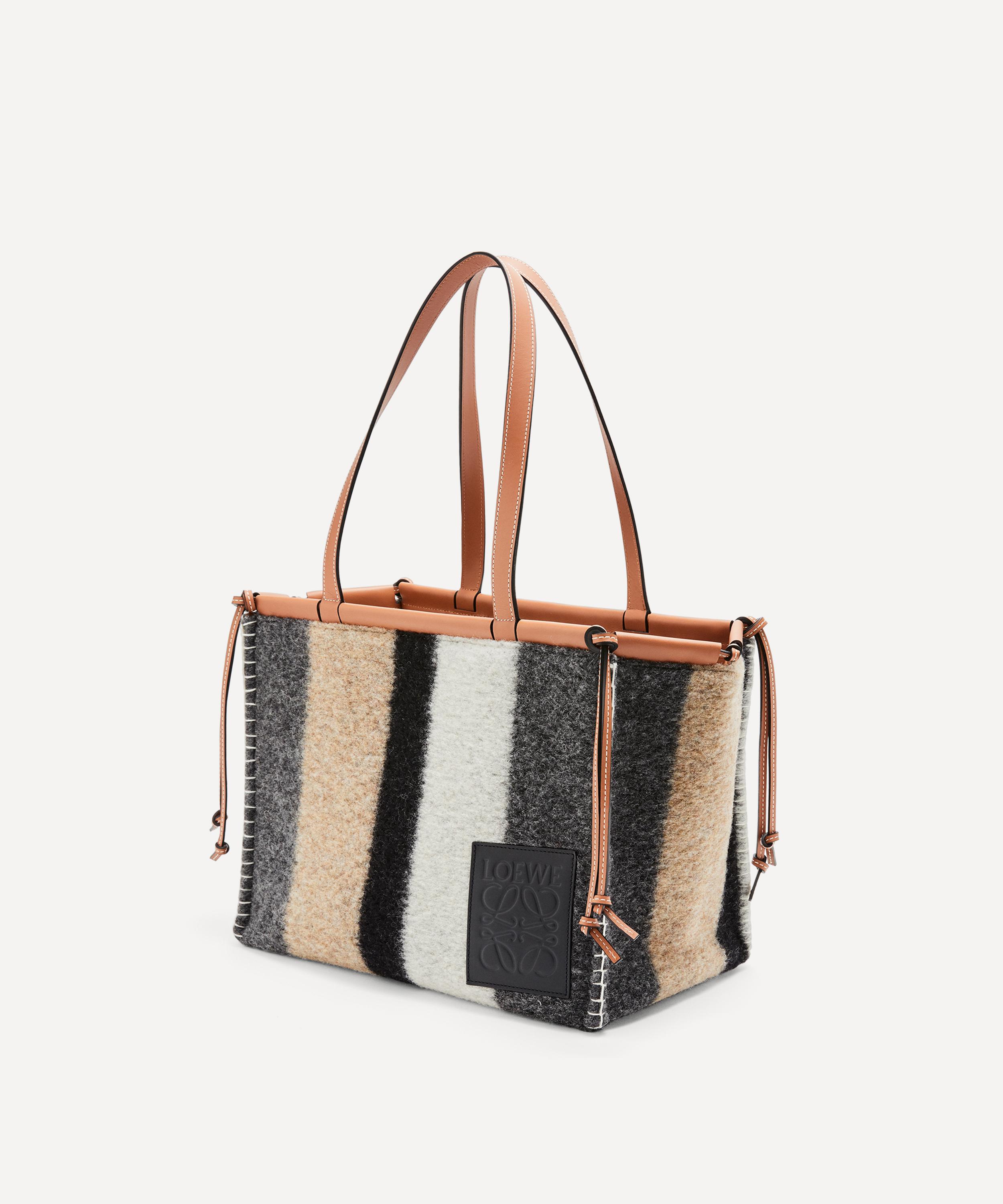 Loewe - Cushion Striped Felt and Leather Tote Bag image number 1