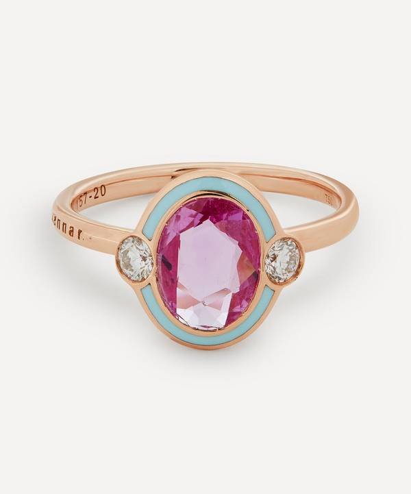 Selim Mouzannar - 18ct Rose Gold Gemma Pink Sapphire and Diamond Enamel Ring image number 0