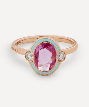 18ct Rose Gold Gemma Pink Sapphire and Diamond Enamel Ring