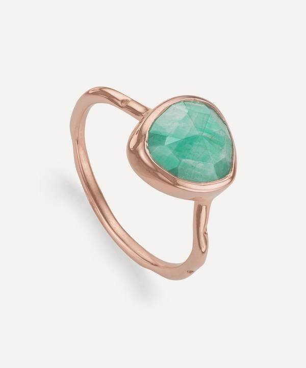 Monica Vinader - Rose Gold Plated Vermeil Silver Siren Amazonite Stacking Ring image number 0
