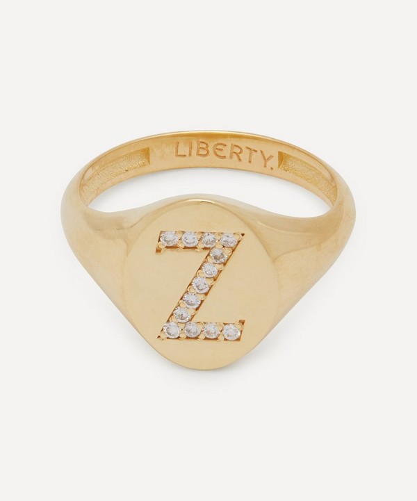 Liberty - 9ct Gold and Diamond Initial Liberty Signet Ring - Z image number null