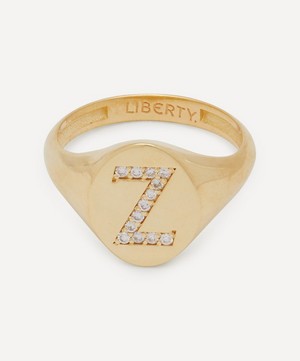 Liberty - 9ct Gold and Diamond Initial Liberty Signet Ring - Z image number 0