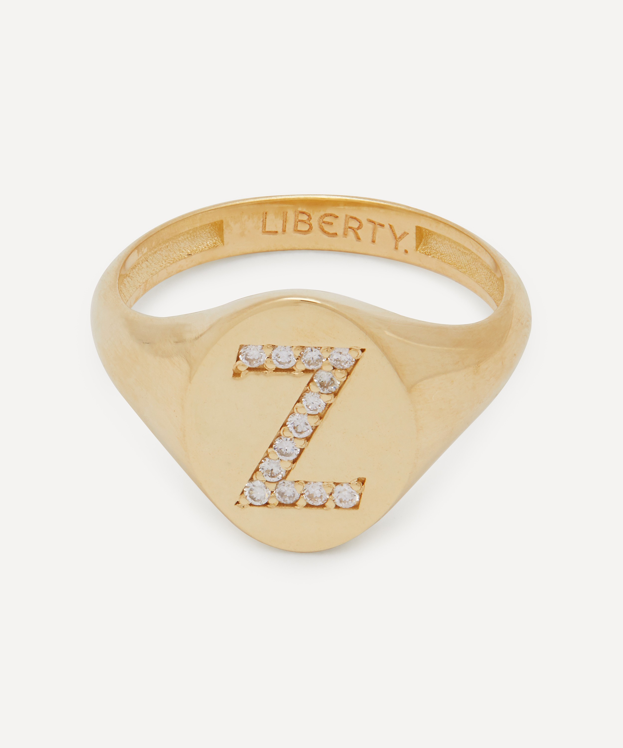Liberty - 9ct Gold and Diamond Initial Liberty Signet Ring - Z image number 0