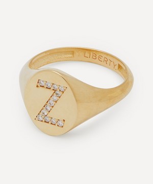 Liberty - 9ct Gold and Diamond Initial Liberty Signet Ring - Z image number 2