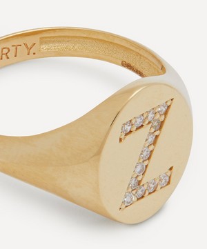 Liberty - 9ct Gold and Diamond Initial Liberty Signet Ring - Z image number 3