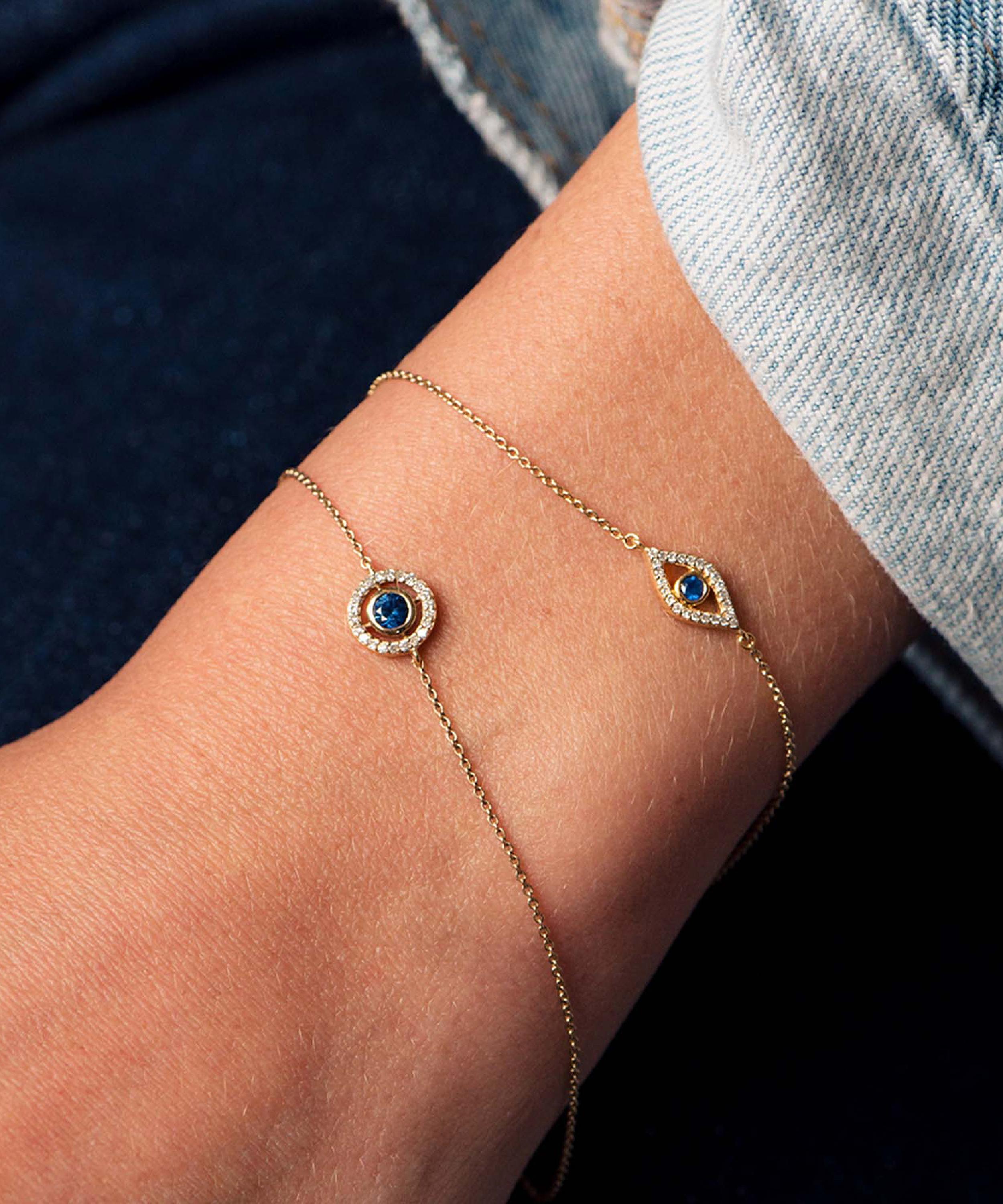 Astley Clarke - 14ct Gold Mini Icon Aura Blue Sapphire and Diamond Bracelet image number 1