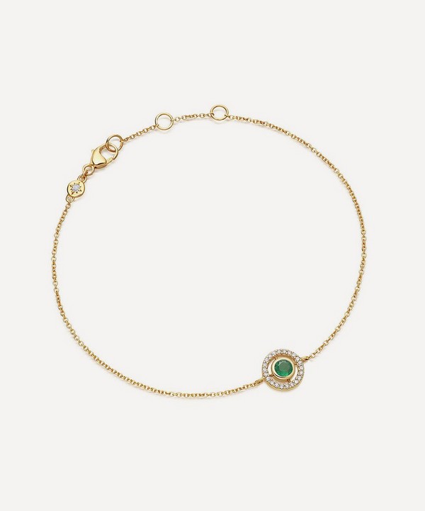 Astley Clarke - 14ct Gold Mini Icon Aura Emerald and Diamond Bracelet image number null
