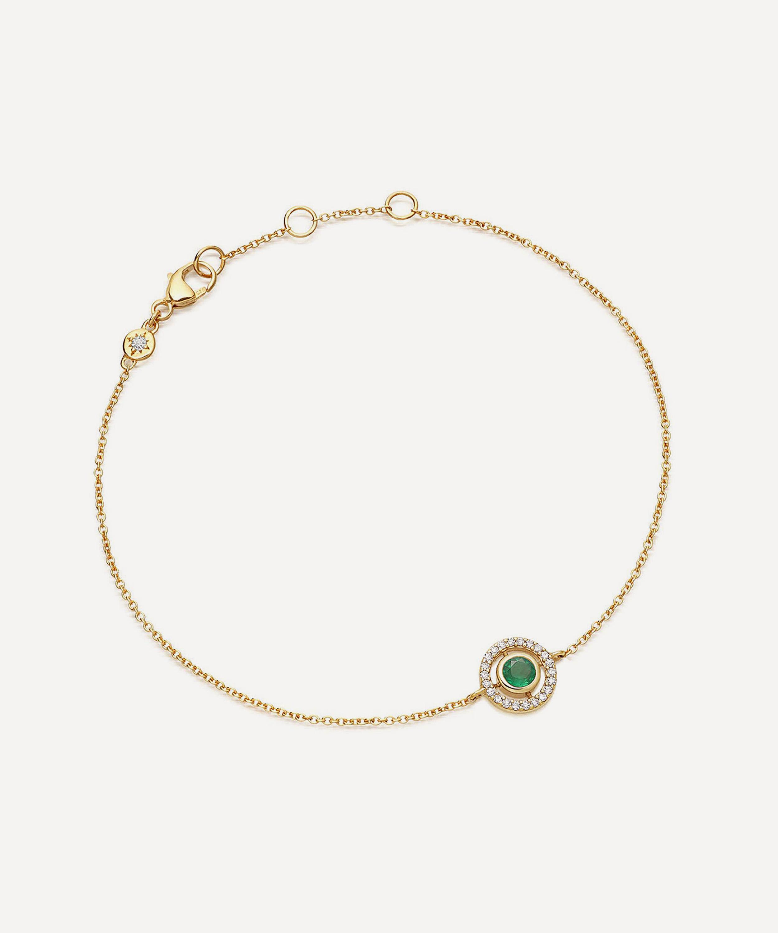 Astley Clarke - 14ct Gold Mini Icon Aura Emerald and Diamond Bracelet image number 0