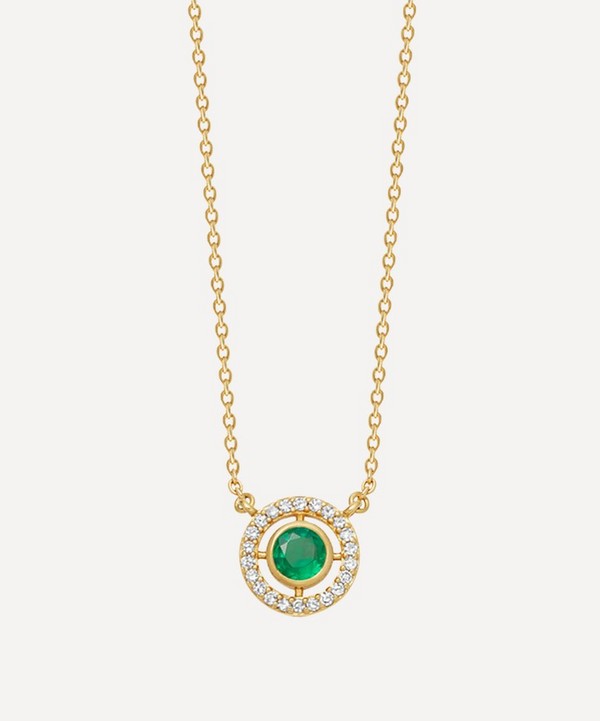 Astley Clarke - 14ct Gold Mini Icon Aura Emerald and Diamond Pendant Necklace image number null