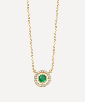 Astley Clarke - 14ct Gold Mini Icon Aura Emerald and Diamond Pendant Necklace image number 0