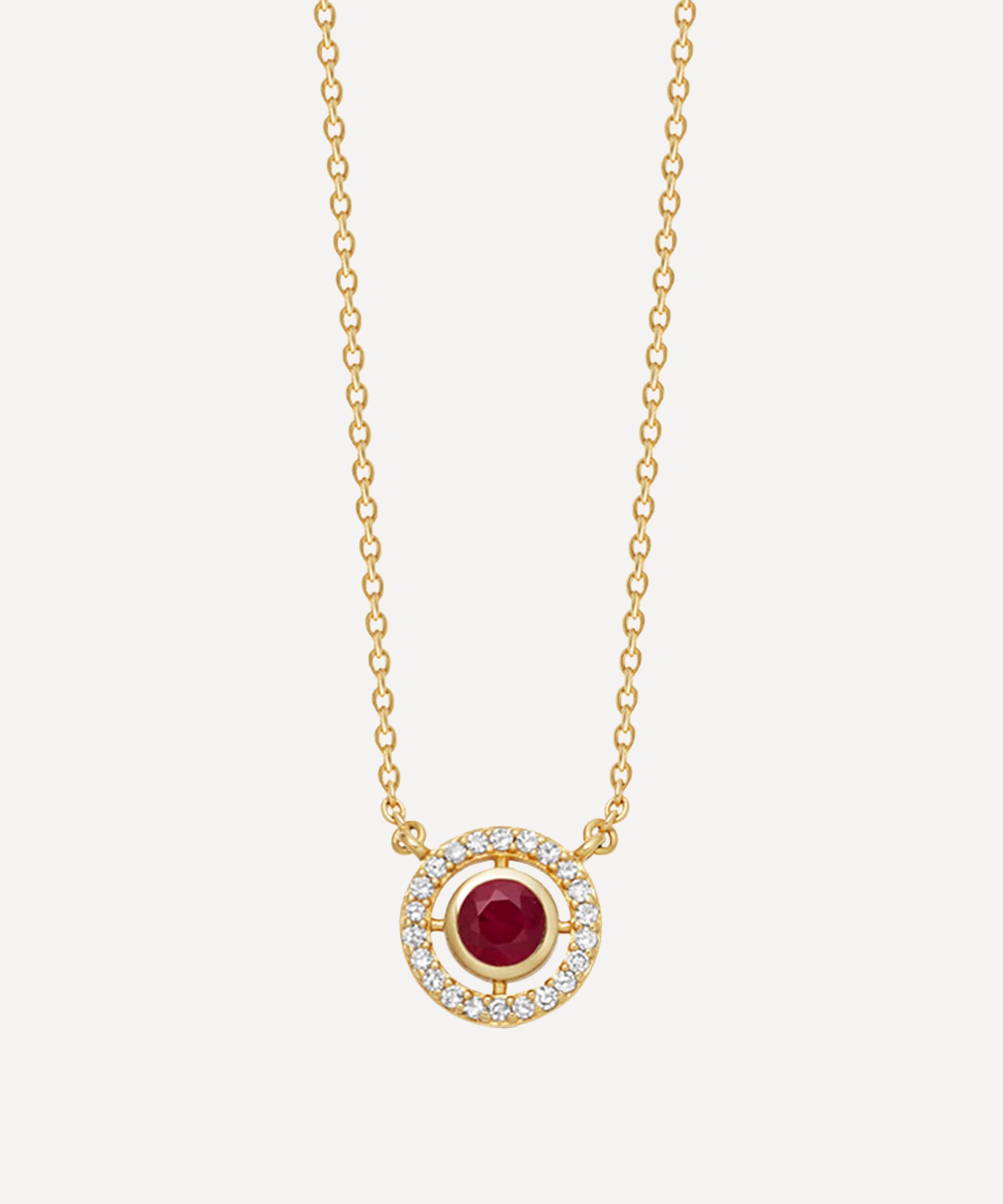 Astley Clarke - 14ct Gold Mini Icon Aura Ruby and Diamond Pendant Necklace image number 0