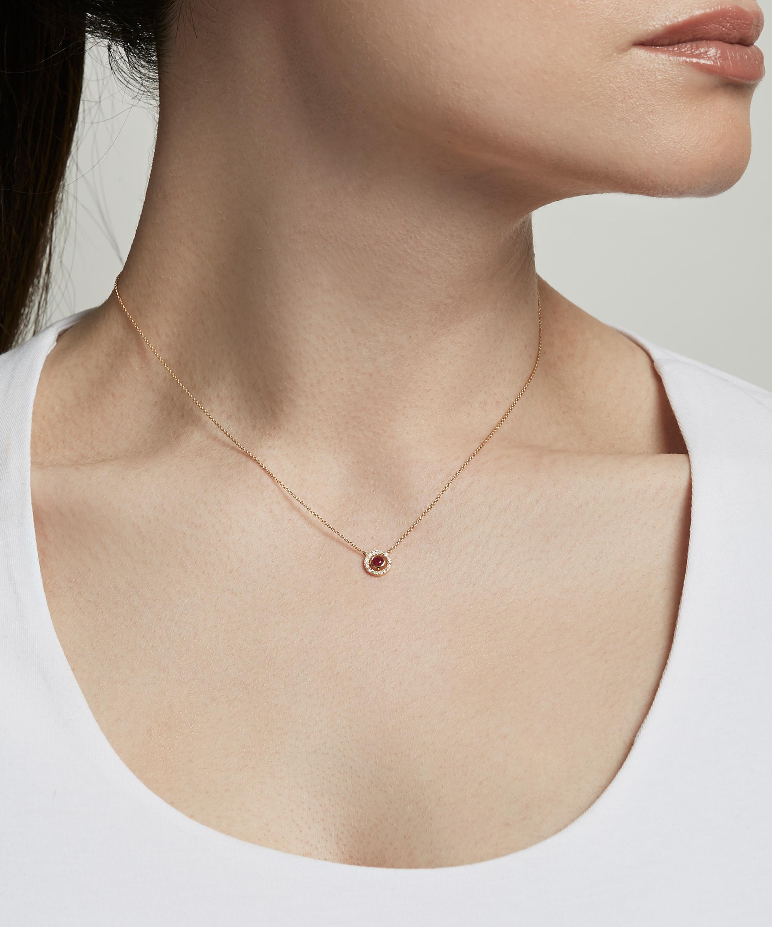 Astley Clarke - 14ct Gold Mini Icon Aura Ruby and Diamond Pendant Necklace image number 1
