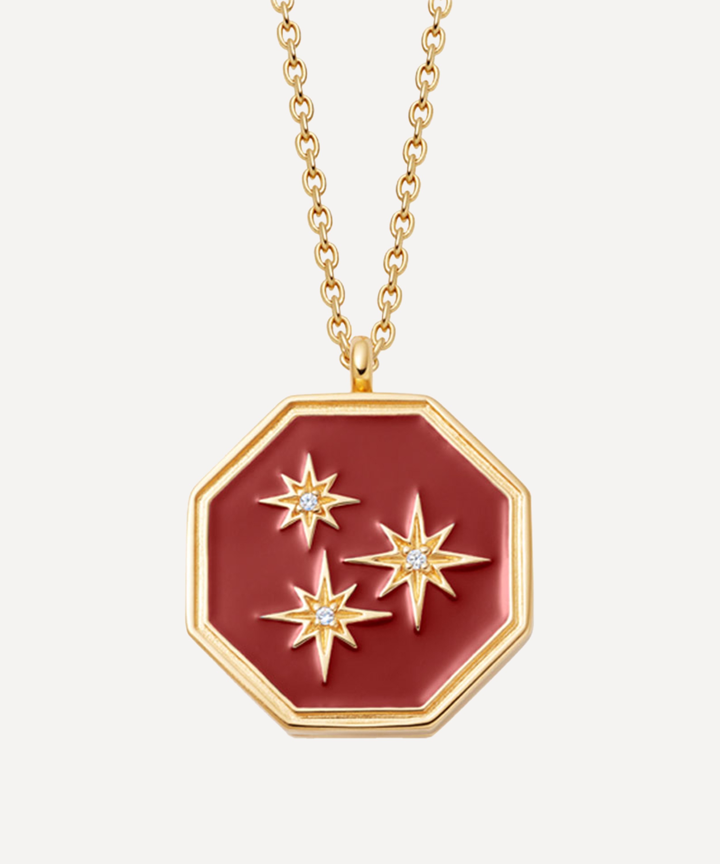 Astley Clarke - Gold Plated Vermeil Silver Celestial Red Enamel Constellation Locket Necklace image number null