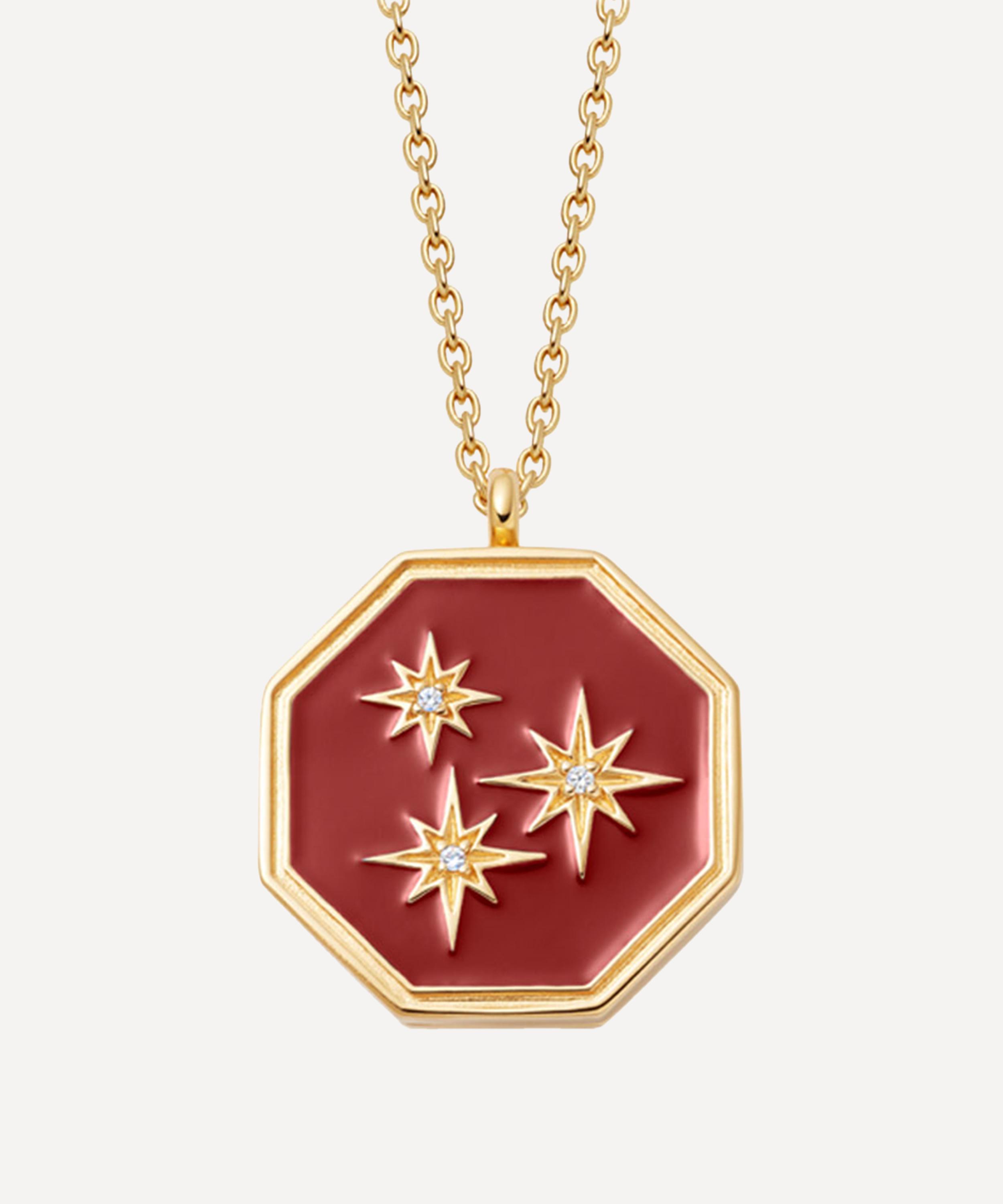 Astley Clarke - Gold Plated Vermeil Silver Celestial Red Enamel Constellation Locket Necklace image number 