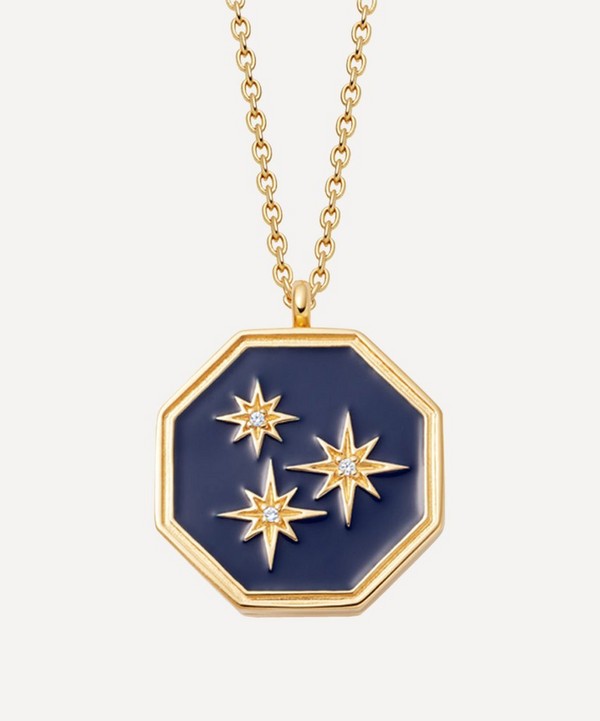 Astley Clarke - Gold Plated Vermeil Silver Celestial Blue Enamel Constellation Locket Necklace image number null