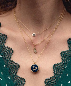 Astley Clarke - Gold Plated Vermeil Silver Celestial Blue Enamel Constellation Locket Necklace image number 1