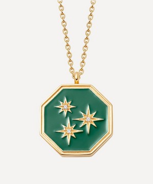 Astley Clarke - Gold Plated Vermeil Silver Celestial Green Enamel Constellation Locket Necklace image number 0