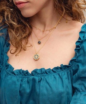 Astley Clarke - Gold Plated Vermeil Silver Celestial Grey Enamel Dial Locket Necklace image number 1