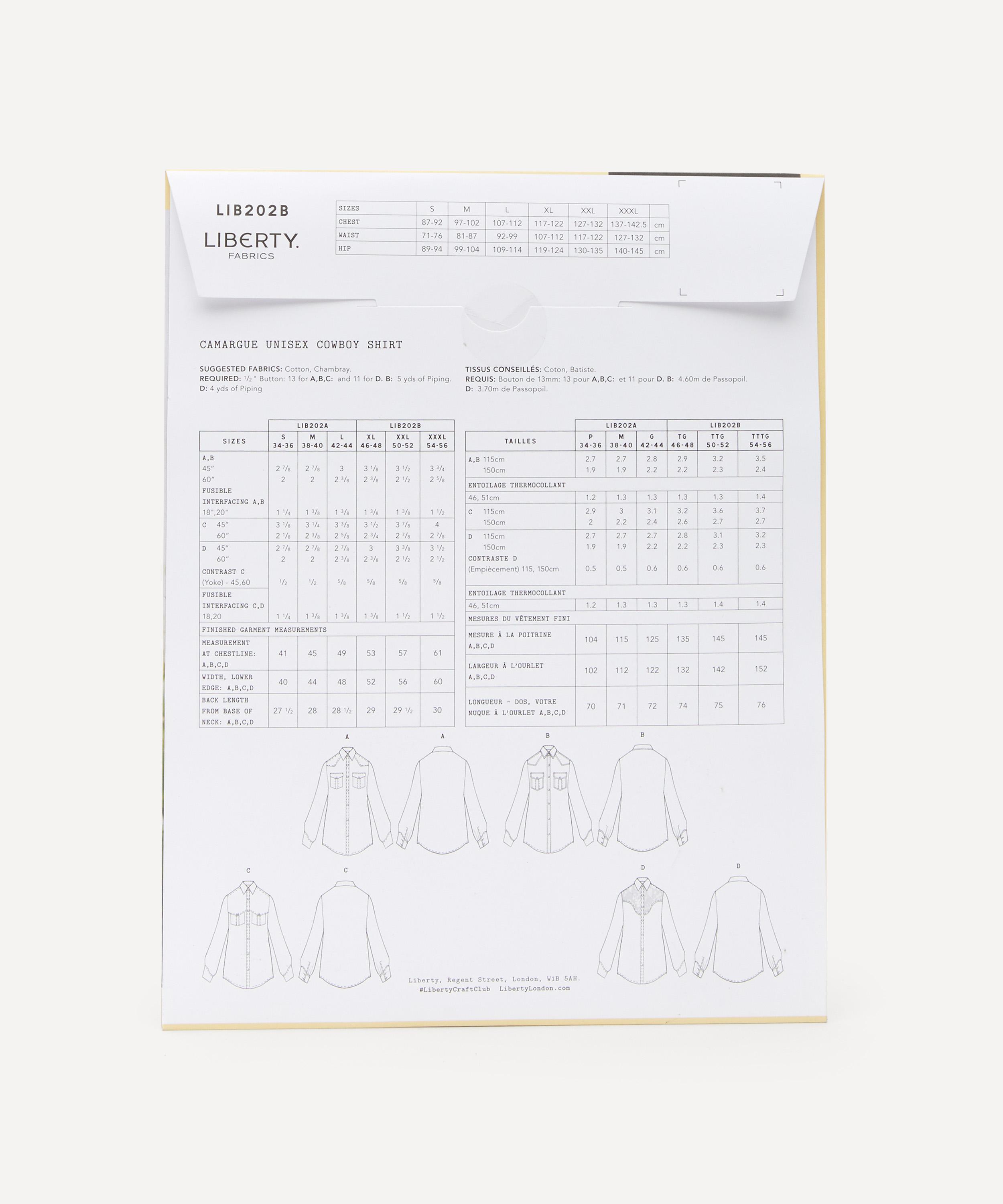 Liberty Fabrics - Camargue Cowboy Shirt Sewing Pattern Size XL-XXL image number 2