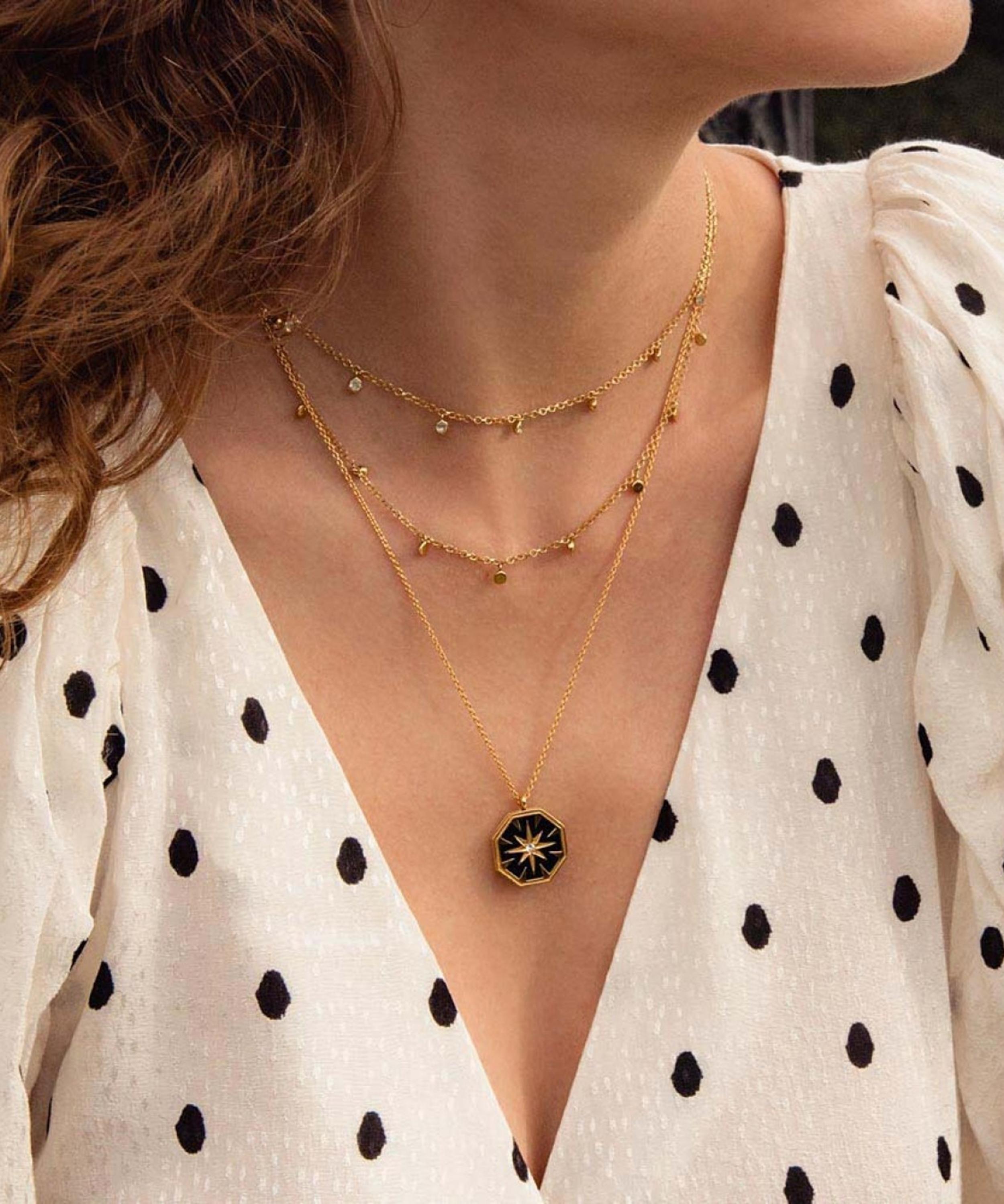 Astley Clarke - Gold Plated Vermeil Silver Celestial Black Enamel Dial Locket Necklace image number 1