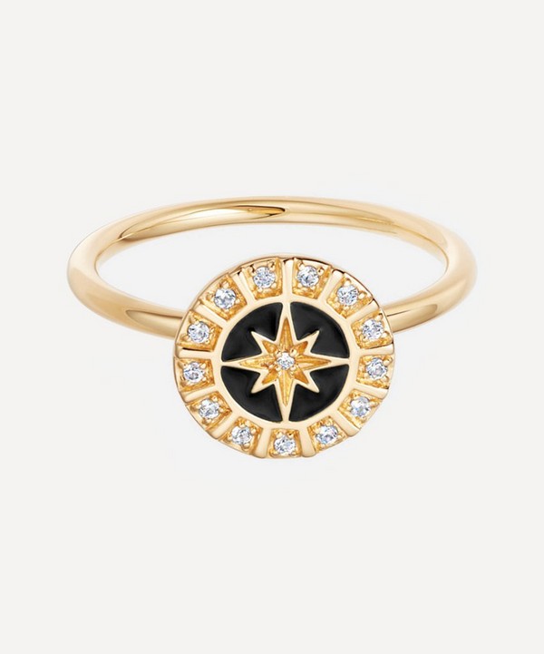 Astley Clarke - Gold Plated Vermeil Silver Celestial Black Enamel Astra Ring image number null