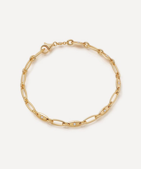 Astley Clarke - Gold Plated Vermeil Silver Celestial Orbit White Sapphire Chain Bracelet image number null