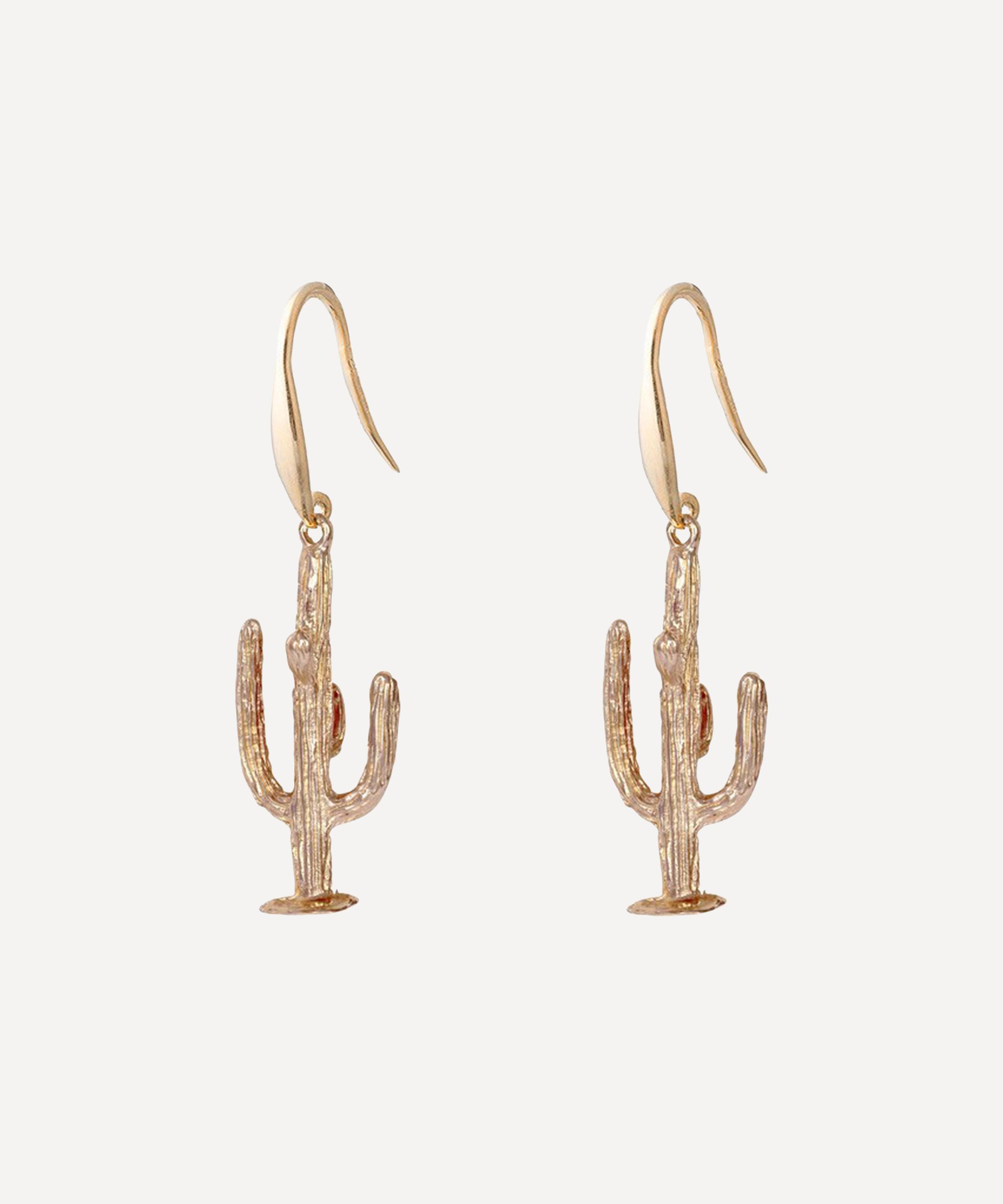 Kojis - 9ct Gold Cactus Drop Earrings image number 0