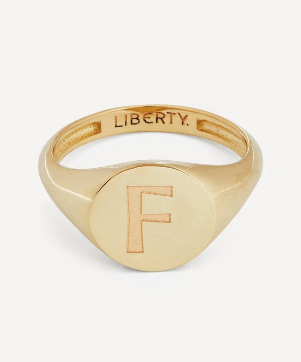 Liberty - 9ct Gold Initial Liberty Signet Ring - F image number null