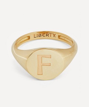 Liberty - 9ct Gold Initial Liberty Signet Ring - F image number 0