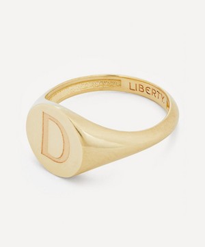 Liberty - 9ct Gold Initial Liberty Signet Ring - D image number 2