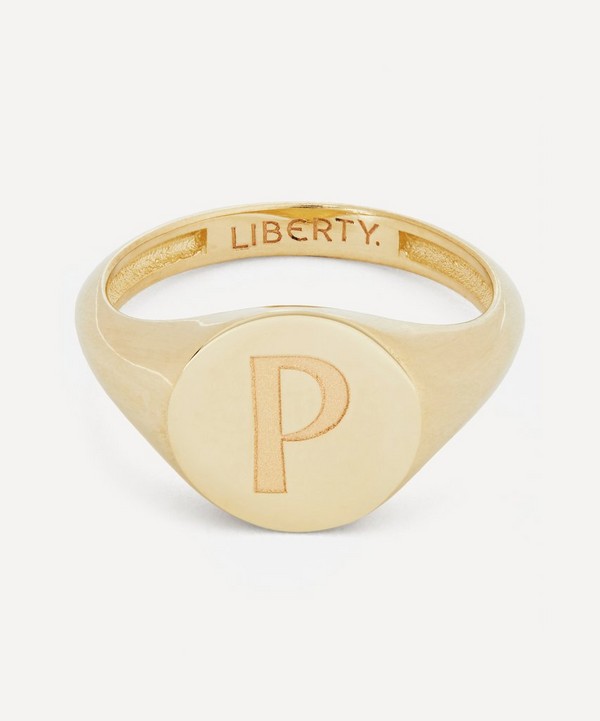 Liberty - 9ct Gold Initial Liberty Signet Ring - P image number null